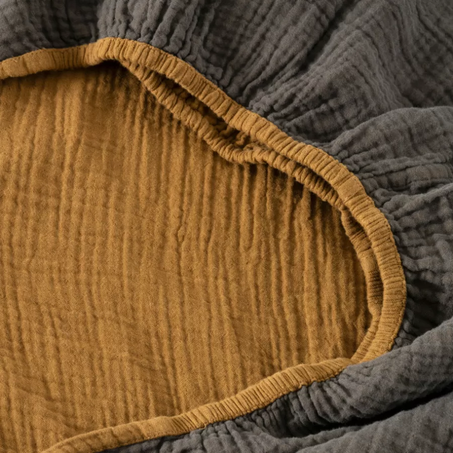 Carré Blanc Draps Housse | Drap housse gaze de coton Infini écorce et absynthe