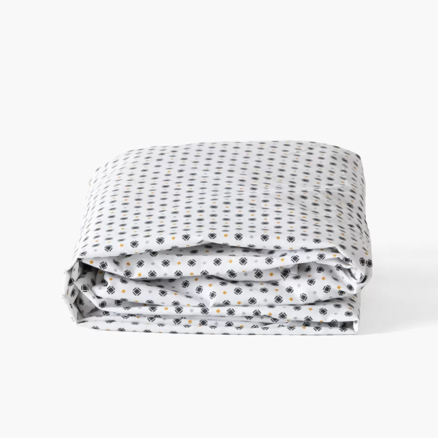 Carré Blanc Draps Housse | Drap housse percale de coton Neo anthracite géométrique