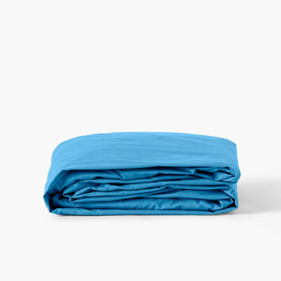 Carré Blanc Draps Housse | Drap housse percale de coton Neo azur