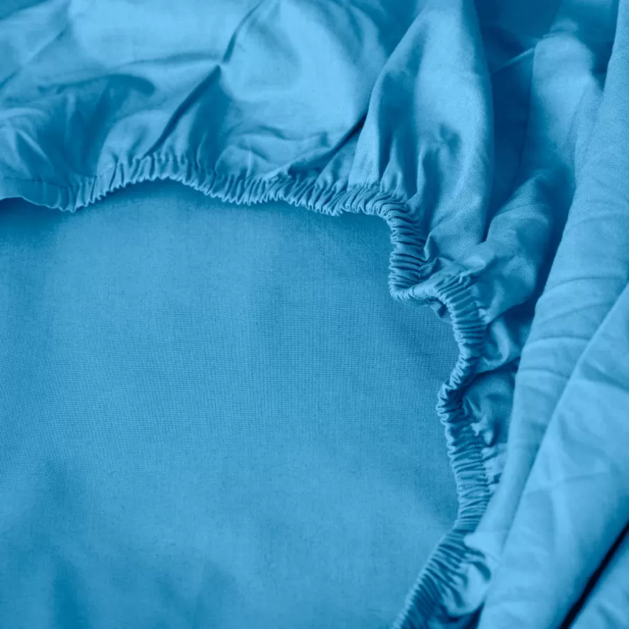 Carré Blanc Draps Housse | Drap housse percale de coton Neo azur