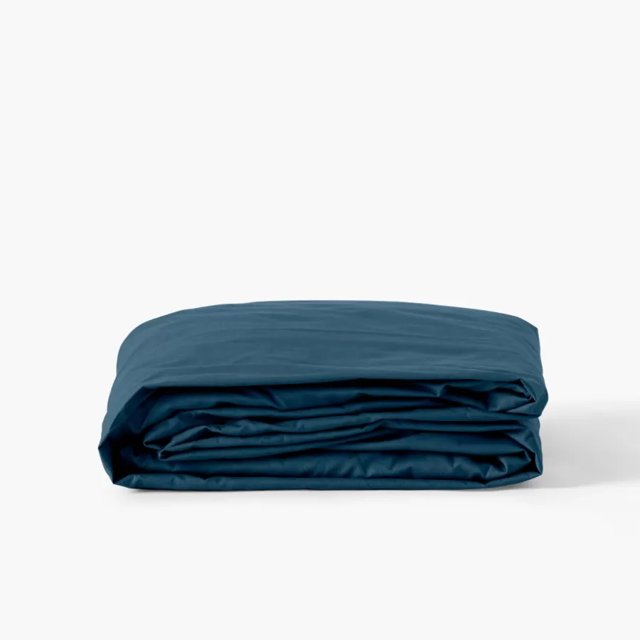 Carré Blanc Draps Housse | Drap housse percale de coton Neo bleu prusse