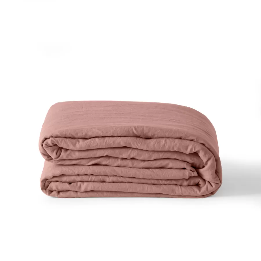 Carré Blanc Housses De Couette | Housse de couette enfant lin et coton lavé Songe rose cendré