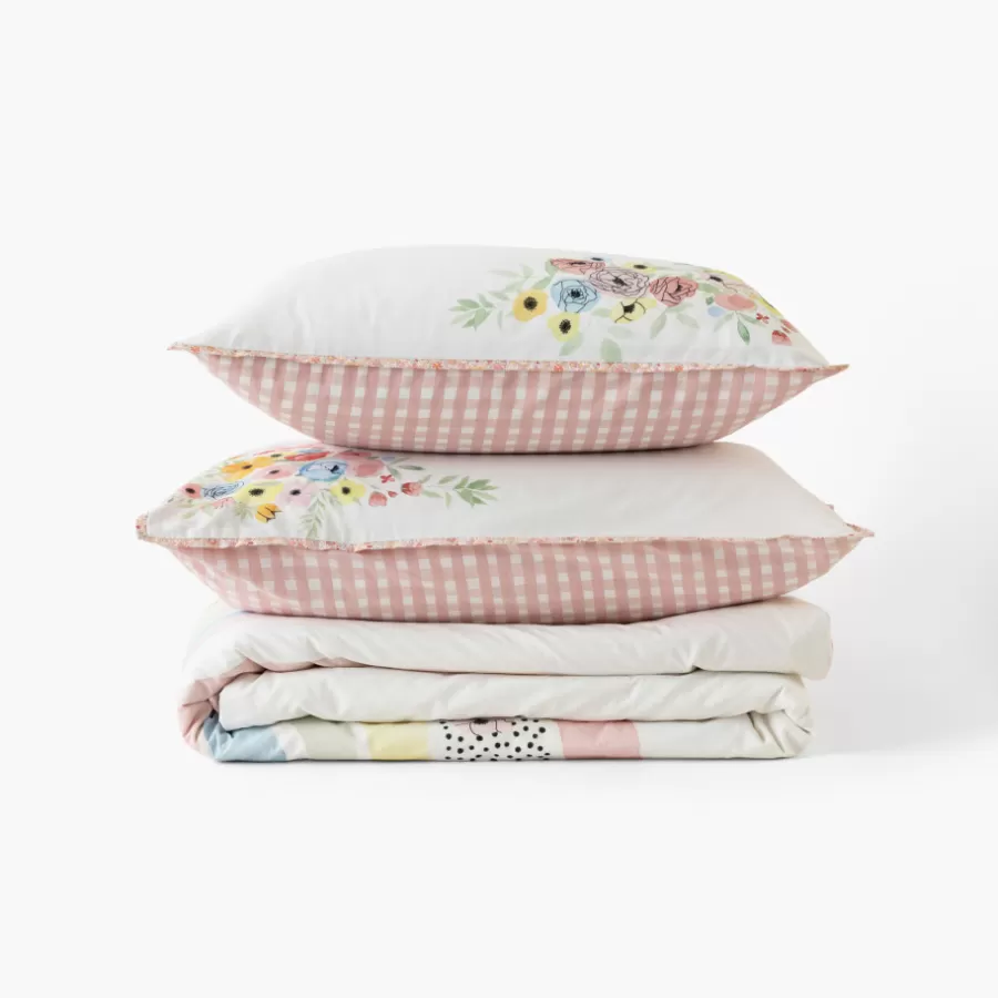 Carré Blanc Linge De Litbio | Housses De Couette | Housse de couette réversible pur coton bio Rêve d'or