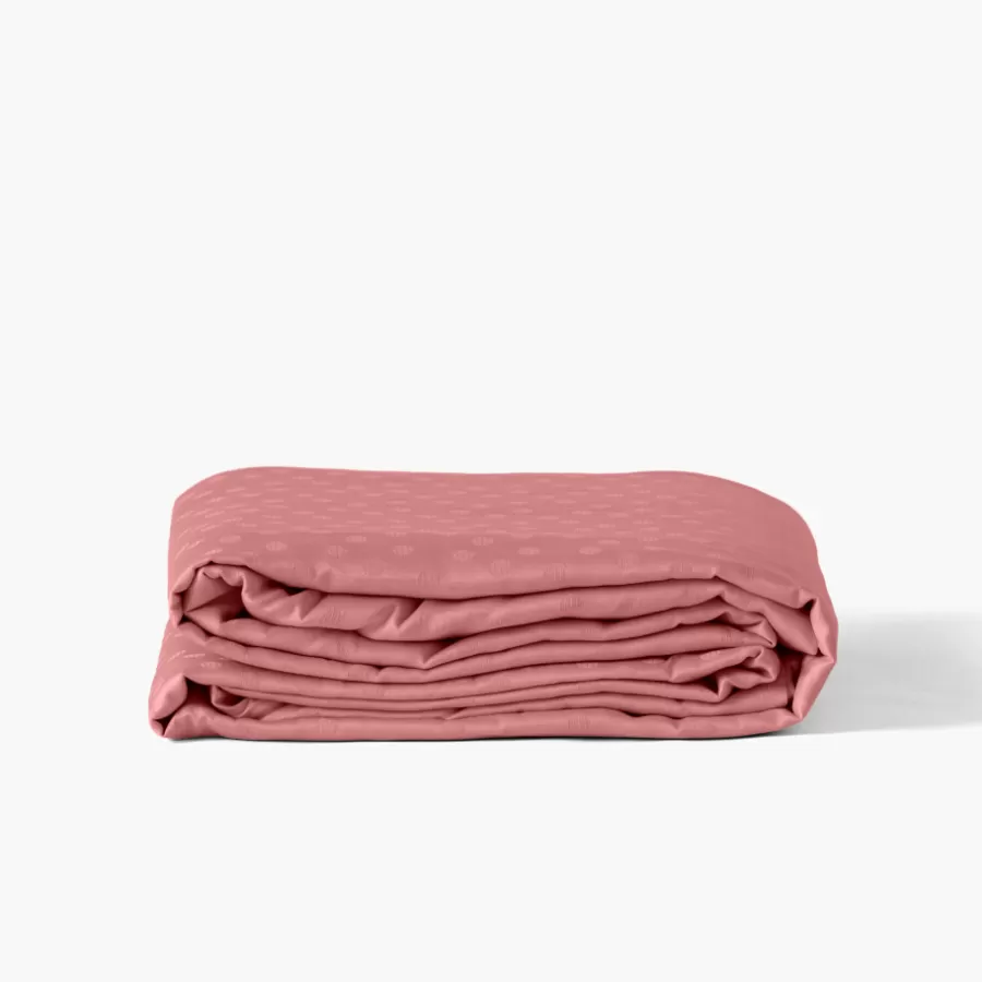 Carré Blanc Housses De Couette | Housse de couette satin de coton jacquard pois et rayures Prestige santal
