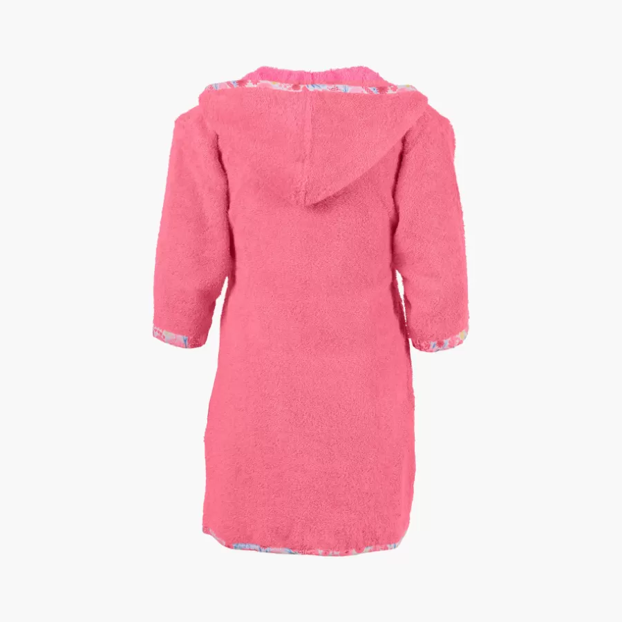 Carré Blanc Peignoirs 12 Mois - 10 Ans | Peignoir enfant coton biologique cache cœur à capuche brodé Poésie corail