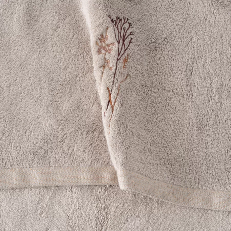 Carré Blanc Serviettes De Toilette | Serviette de toilette coton et viscose de bambou Aura taupe
