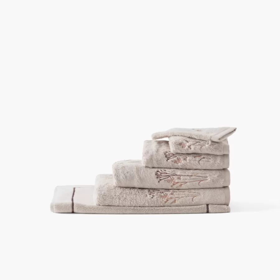 Carré Blanc Serviettes De Toilette | Serviette de toilette coton et viscose de bambou Aura taupe