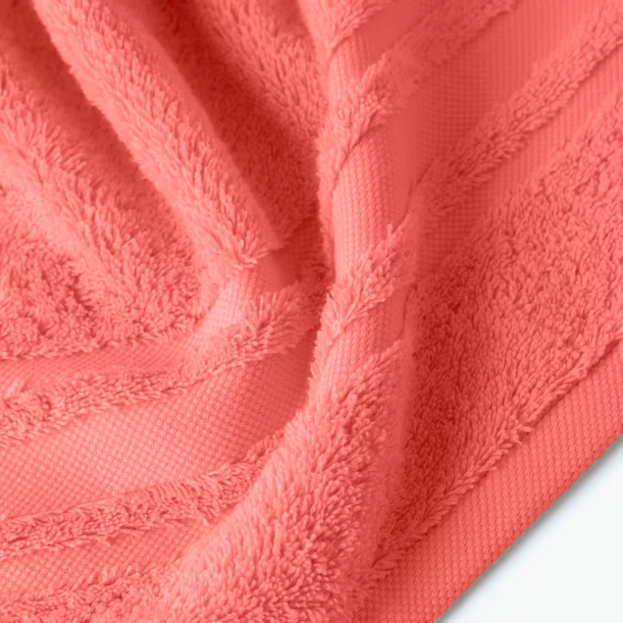 Carré Blanc Serviettes De Toilette | Serviette de toilette coton Lola II corail