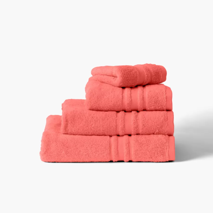Carré Blanc Serviettes De Toilette | Serviette de toilette coton Lola II corail
