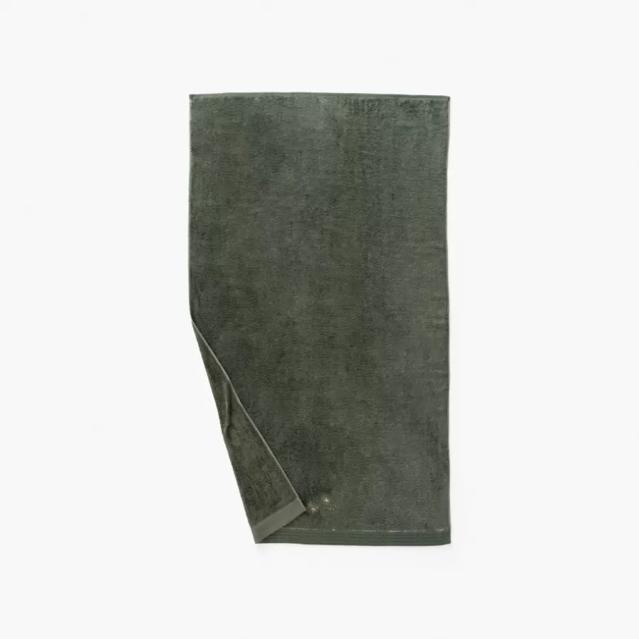 Carré Blanc Serviettes Invité | Serviette invité coton et viscose de bambou Silvalys vert forêt