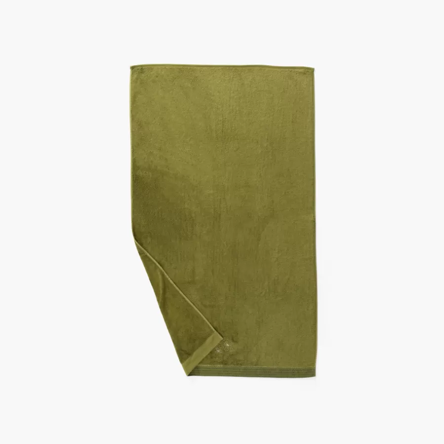 Carré Blanc Serviettes Invité | Serviette invité coton et viscose de bambou Silvalys vert mousse