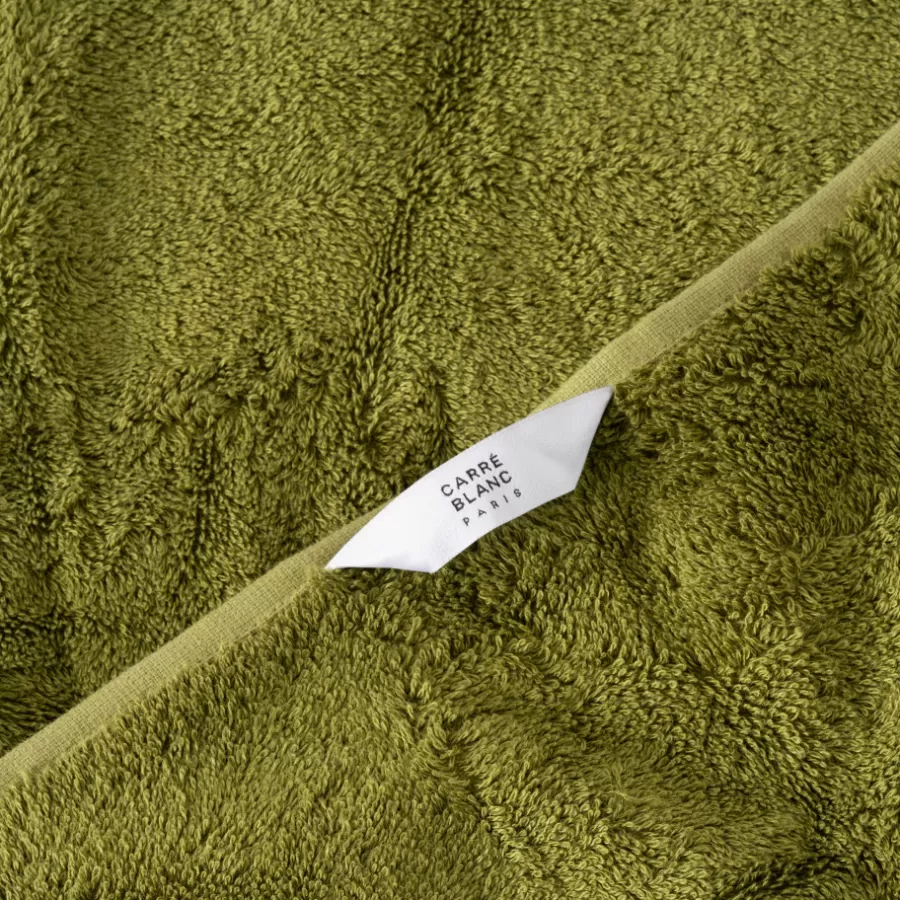 Carré Blanc Serviettes Invité | Serviette invité coton et viscose de bambou Silvalys vert mousse