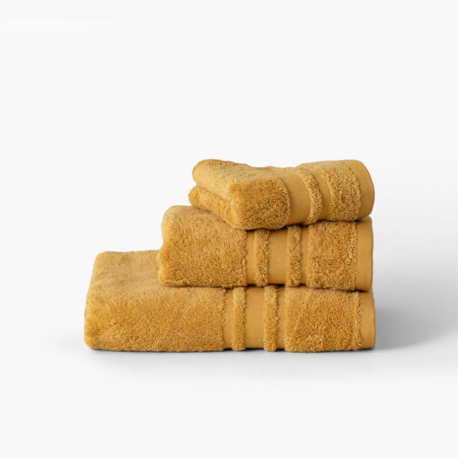 serviette_invit_coton_lola_ii_miel_4.webp Carré Blanc Serviettes Invité | Serviette invité coton Lola II miel