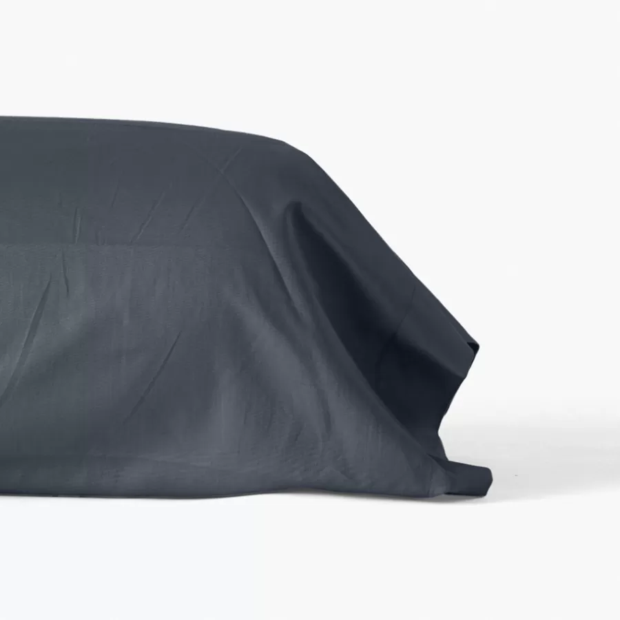 Carré Blanc Taies De Traversin | Taie de traversin satin de coton unie Prestige bleu nuit