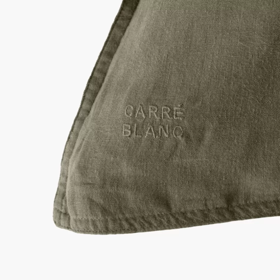 Carré Blanc Taies D’oreiller | Taie d'oreiller carrée lin et coton lavé Songe bocage