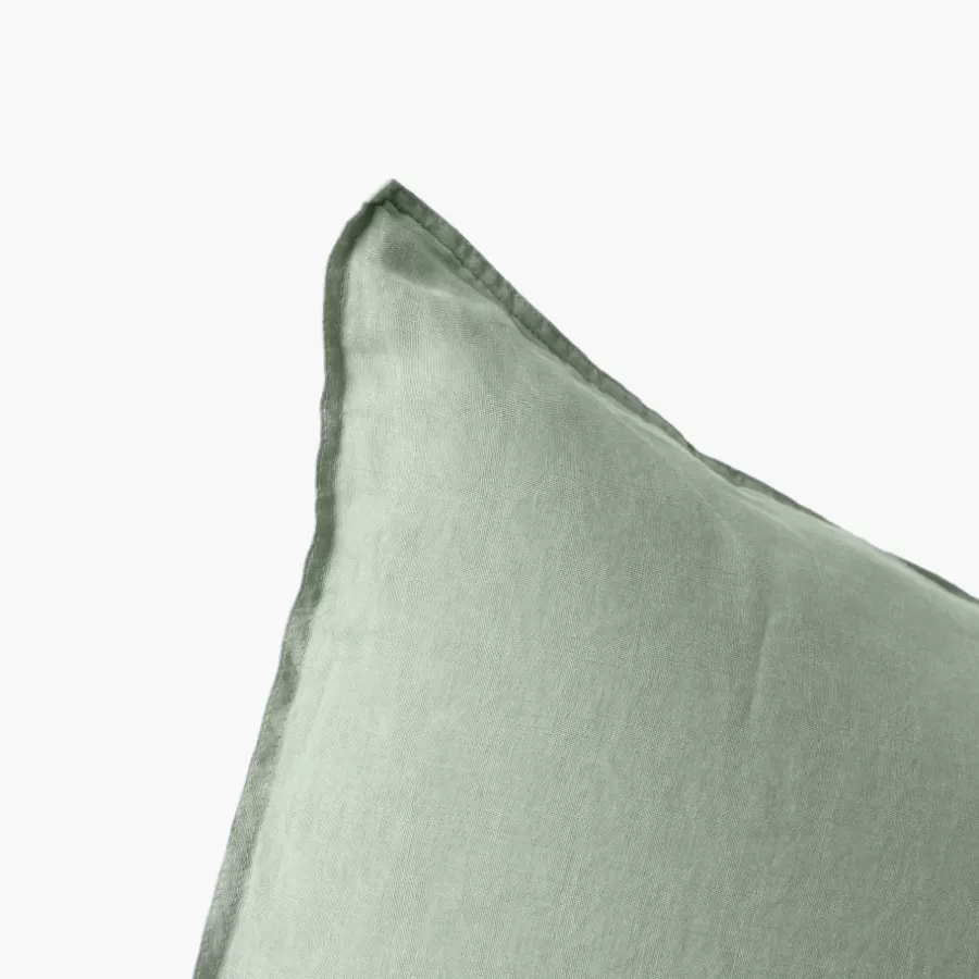 Carré Blanc Taies D’oreiller | Taie d'oreiller carrée lin et coton lavé Songe Eucalyptus