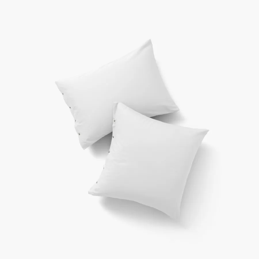 Carré Blanc Taies D’oreiller | Taie d'oreiller carrée satin de coton lavé bio Quartz blanc