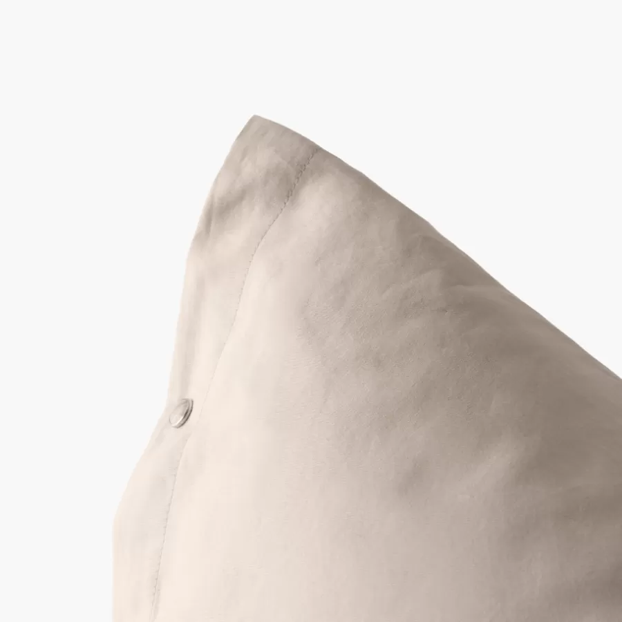 Carré Blanc Coffrets Cadeaux | Taies D’oreiller | Taie d'oreiller carrée satin de coton lavé bio Quartz dune