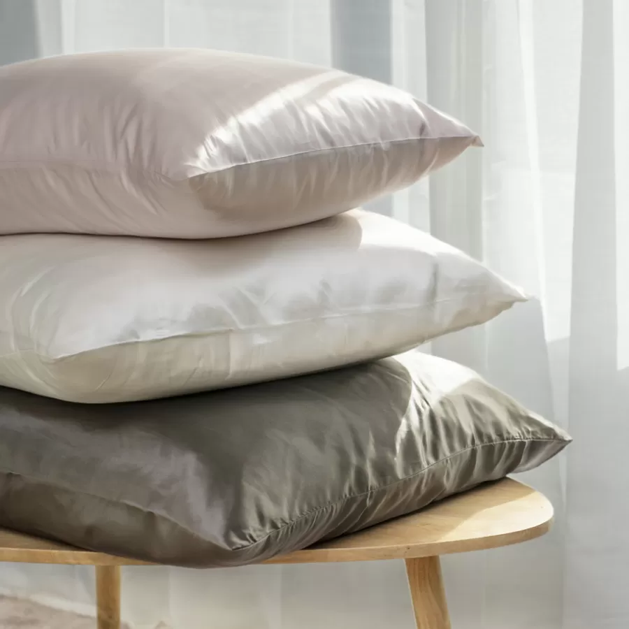 Carré Blanc Coffrets Cadeaux | Capsule Soienew | Taie d'oreiller carrée soie de mûrier Beauté rose poudré