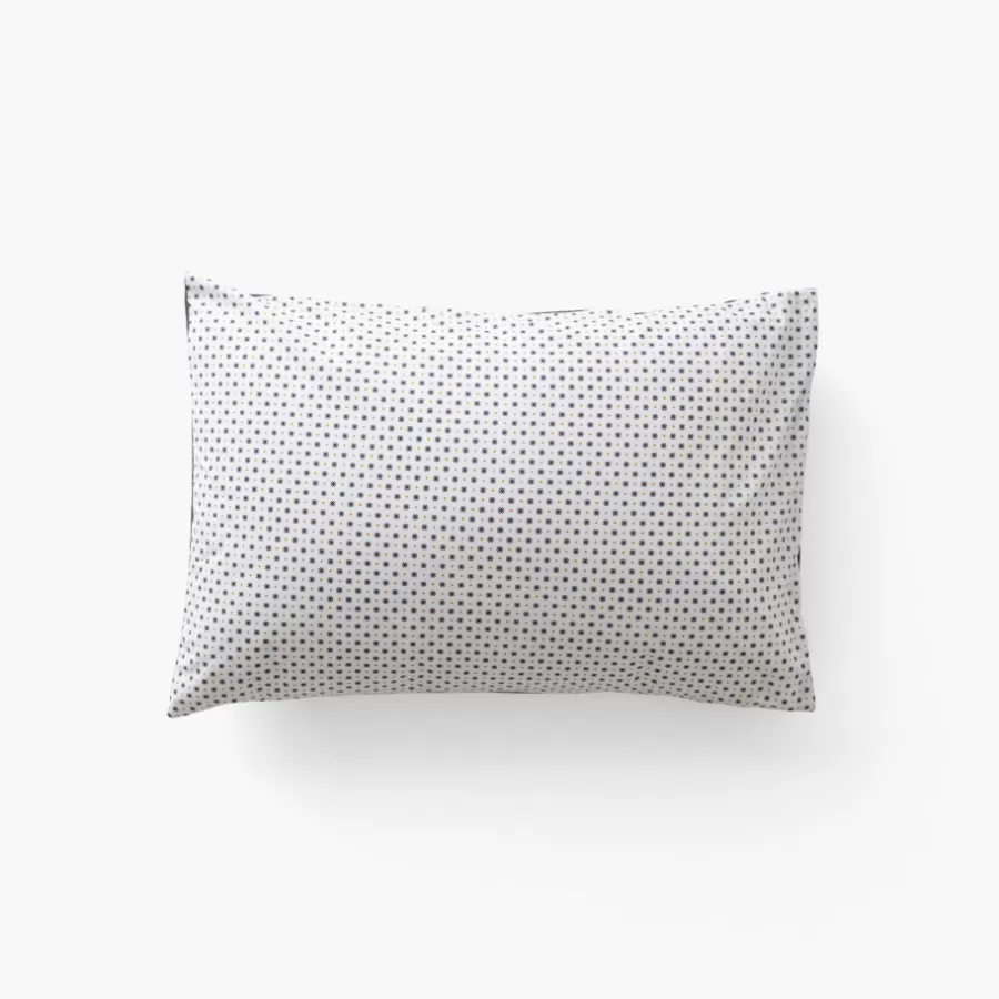 Carré Blanc Taies D’oreiller | Taie d'oreiller rectangulaire percale de coton Neo anthracite géometrique