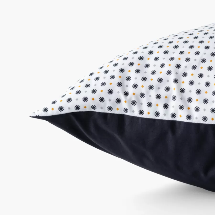 Carré Blanc Taies D’oreiller | Taie d'oreiller rectangulaire percale de coton Neo anthracite géometrique