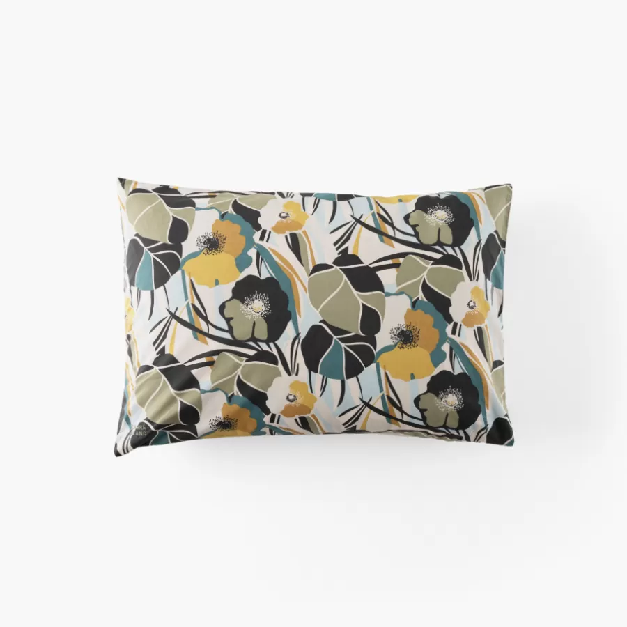Carré Blanc Taies D’oreiller | Taie d'oreiller rectangulaire percale de coton Neo ficelle floral