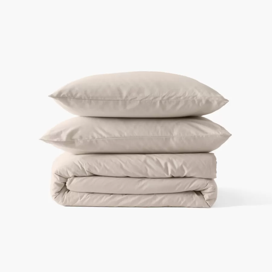 Carré Blanc Coffrets Cadeaux | Taies D’oreiller | Taie d'oreiller rectangulaire satin de coton bio lavé Quartz dune