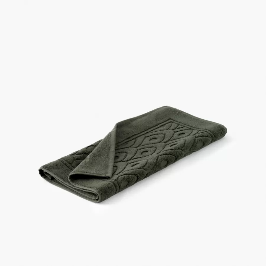 Carré Blanc Tapis De Bain | Tapis de bain coton et viscose de bambou Silvalys vert forêt