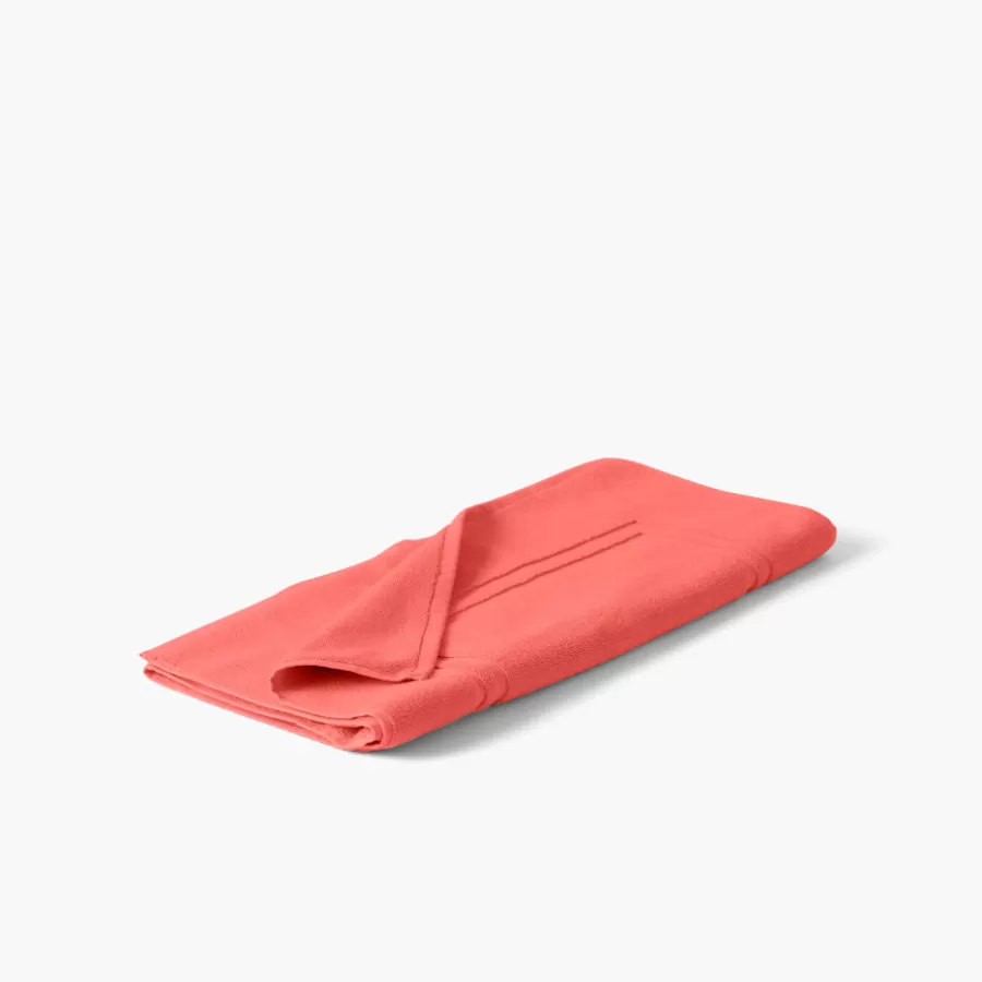 Carré Blanc Tapis De Bain | Tapis de bain coton Lola II corail