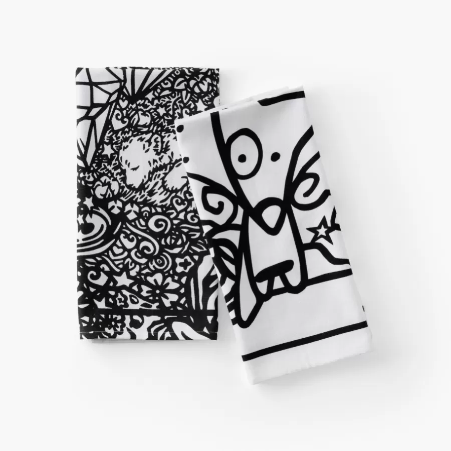 Carré Blanc Torchons & Essuie-mains | Coffrets Cadeaux | Torchon de cuisine coton Jakè x noir